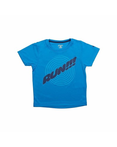 Asics Run Camiseta Manga Corta Niño Azul - Transpirable Deporte
