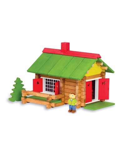 Jeujura Mi Chalet de Madera: Playset de Madera 100 Piezas + Personajes de Acción
