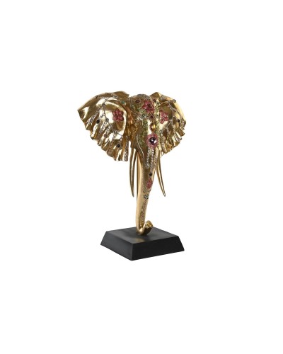 DKD Home Decor Dekorative Koloniale Elefantenstatue für Tisch, Schwarz und Gold, 43 x 22 x 55,5 cm
