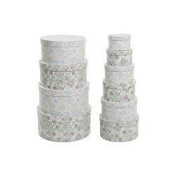 Set mit 3 stapelbaren Aufbewahrungsboxen Beige und Grün DKD für Organisation | 37,5 x 37,5 x 18 cm
