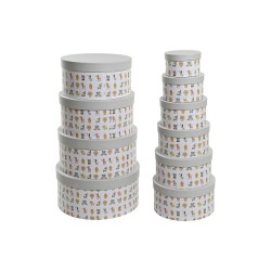 DKD Home Decor Storage Box, 37.5 x 37.5 x 18 cm, White with Multicolored Floral Print for Children
