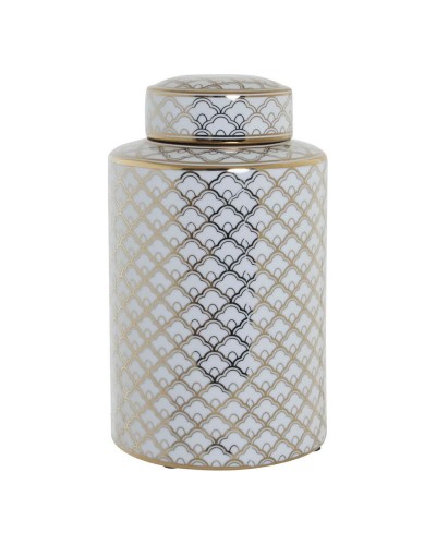 Vaso DKD Home Decor in porcellana dorata e bianca da 18 x 18 x 30,5 cm per arredamento