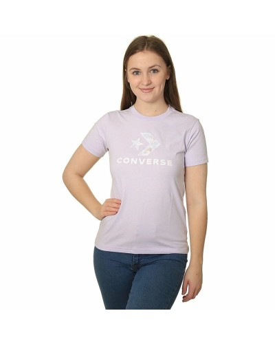 Converse T-shirt Femme Lavande Star Chevron - Manches Courtes Décontracté
