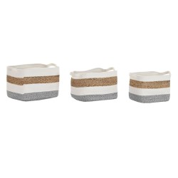 Ensemble de 3 Paniers DKD Home Decor en Fibre Naturelle pour Rangement et Décoration
