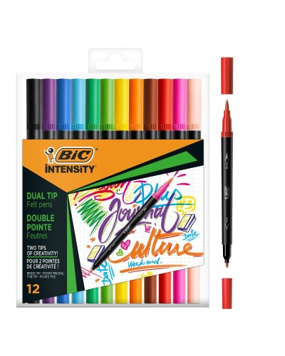 Bic Intensity Filzstifte 12 Leuchtende Farben - Zeichnen, Schreiben und Ausmalen
