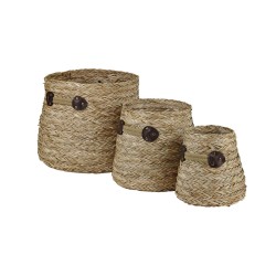 Cestas de Almacenamiento de Junco Marino DKD Home Decor, Set de 3 (30x30x28 cm)
