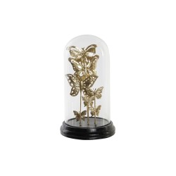 Statua decorativa farfalla DKD Home Decor in cristallo nero dorato, ornamento elegante per l'arredamento