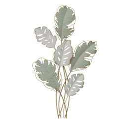 DKD Home Decor Wall Decoration, White/Green Metal Plant Leaf, Modern Style, 57 x 5.7 x 103 cm
