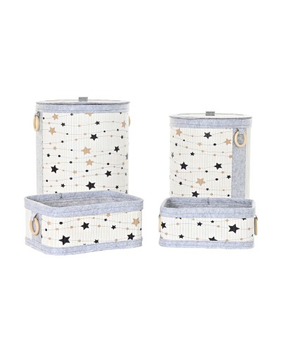 Cestas de Bambú DKD Home Decor Estrellas | Set de 4 | 36 x 36 x 50 cm
