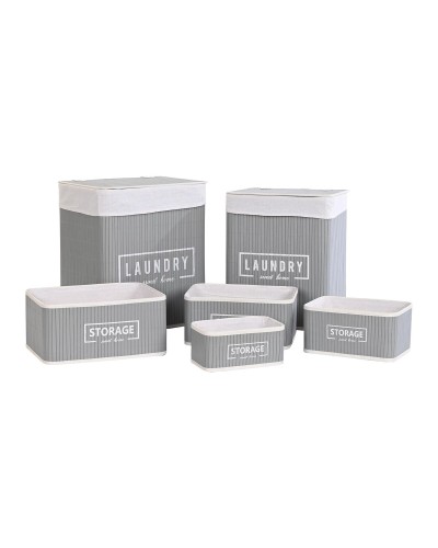 Korisetti DKD Home Decor Tumman harmaa Bambu 40 x 30 x 46 cm (5 Kappaletta) (6 Kappaletta)