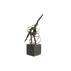 DKD Home Decor Estatua Decorativa de Metal y Resina, Negro Dorado, Moderna, 17 x 14 x 42,5 cm
