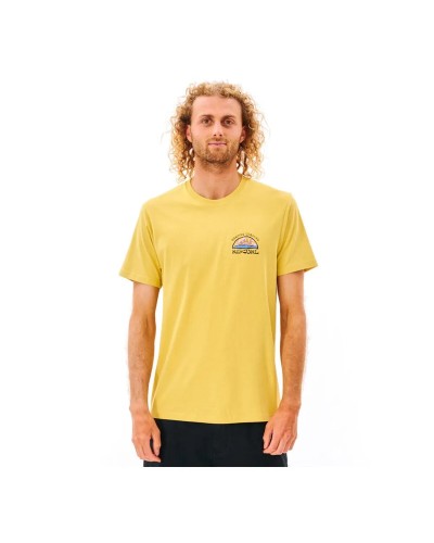 Rip Curl T-shirt Manches Courtes Homme Jaune - Coton Respirant - Décontracté Été
