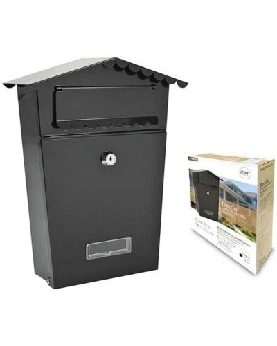 EDM House Mailbox, 21x6x30 cm, Black Steel, Modern and Durable
