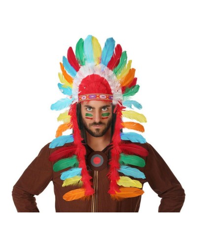Penacho Indio Americano Multicolor - 29x90cm - Plumas Decorativas
