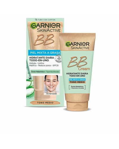 Hydraterende Crème met Kleur Garnier Skinactive Bb Cream Combinatiehuid Vette huid Medium 50 ml Spf 25