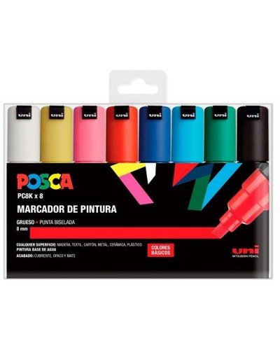 Pennarelli POSCA PC-8K, Set da 8 Pezzi, Punte da 8 mm, Multicolori