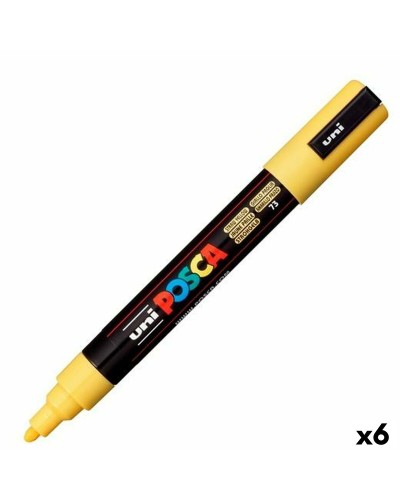 Pennarelli POSCA PC-5M Gialli, Confezione da 6 - Ideali per Artisti e Creativi