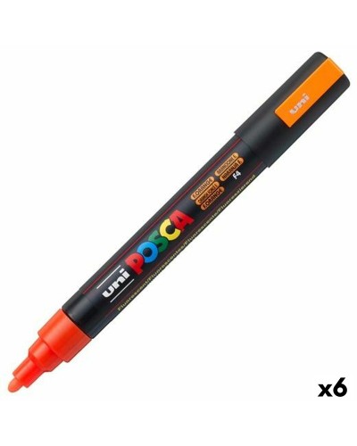 Marqueurs POSCA PC-5M Pointe Ogive Fluorescents Orange (Lot de 6)
