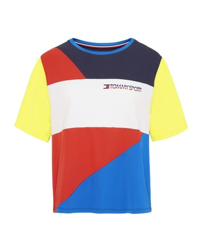 Naisten T-paita Tommy Hilfiger Colour-Blocked Sininen