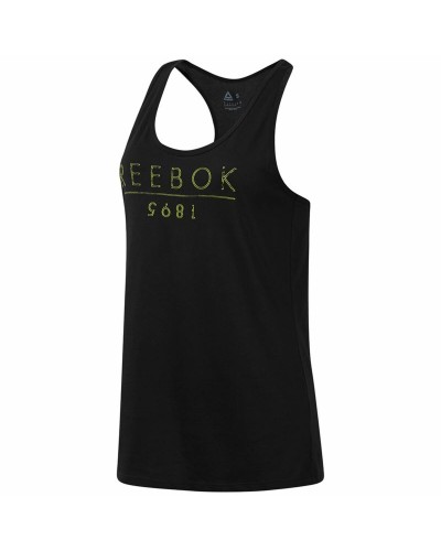 Reebok 1895 Race: Camiseta sin Mangas Mujer - Negra Transpirable para Running
