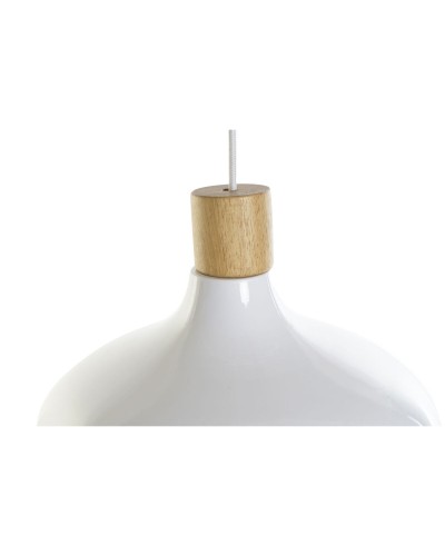 DKD Home Decor Hängeleuchte aus Metall und Kiefernholz, Weiß Braun, 50W, 35,5 x 35,5 x 21 cm
