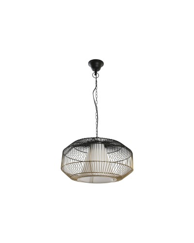 Lampadario DKD Home Decor 42x42x23cm Ferro Nero Dorato per Illuminazione d'Interni
