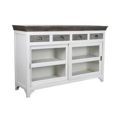 Buffet DKD Home Decor en Bois de Manguier Cristal Gris Blanc Marron Foncé, 165 x 45,7 x 105,4 cm
