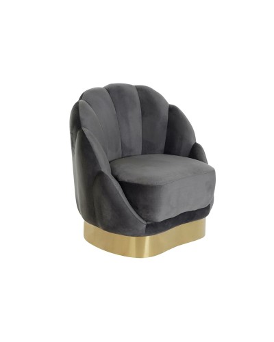 Poltrona DKD Home Decor Egerton: Grigio Scuro, Metallo Bianco, 86x80x85 cm