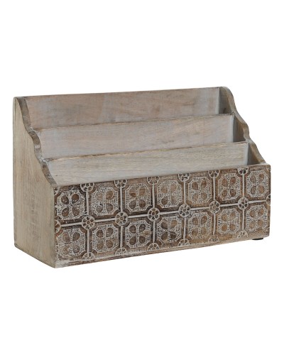 Flerfunktionell förvaring DKD Home Decor Vit Naturell Mangoträ 32 x 13 x 21 cm (12 antal)