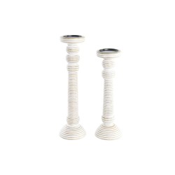 Bougeoir DKD Home Decor en Bois de Manguier et Fer Décapé, Set de 2, 15 x 15 x 53 cm
