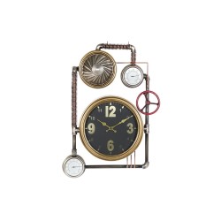 DKD Home Decor Horloge Murale en Fer Doré avec Valves en Cristal (50,5 x 12 x 73 cm)
