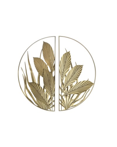DKD Home Decor Hoja Tropical Dorada para Pared | Decoración Moderna para Interiores | 80 x 80 cm
