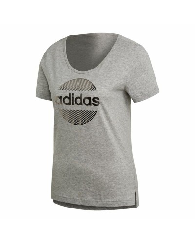 Dames-T-Shirt met Korte Mouwen Adidas Linear Lichtgrijs