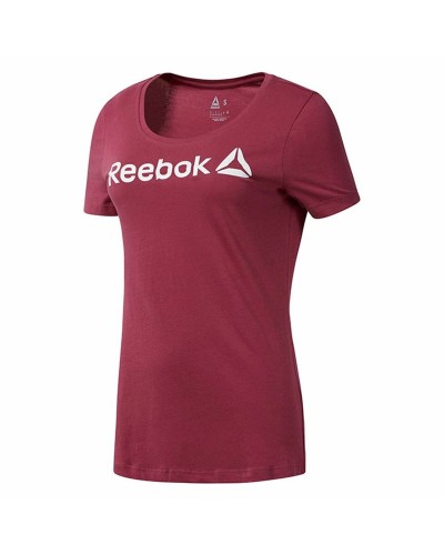Reebok Damen T-Shirt Linear Hot Pink - Kurzarm Sport Fitness
