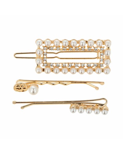 Goldene Inka-Haarspangen mit Perlen - 3er Set - Haarstyling-Zubehör
