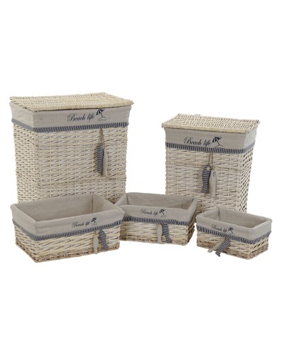 Basket spelset DKD Home Decor 47 x 35 x 56 cm Polyester Spiralen (5 Stuks)