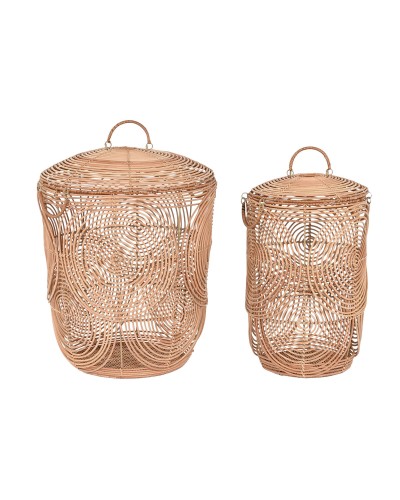 Decorative Basket DKD Home Decor Tropical 45 x 45 x 57 cm Natural Light Brown
