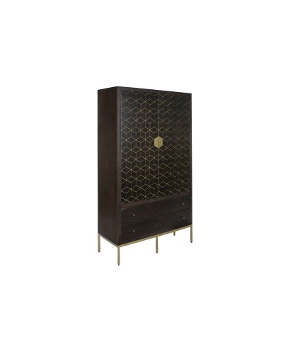 Armoire DKD Home Decor 40x100x175cm, Métal Noir, Bois d'Acacia
