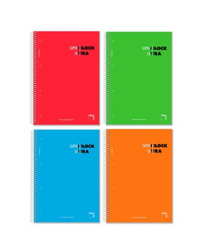 Set mit 4 Pacsa Superblock Extra A4 Notizbüchern, mehrfarbig (120 Blatt)
