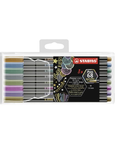 Stabilo Pen 68 Metallic - Set 8 Pennarelli Multicolore per Scrittura Creativa e Artistica