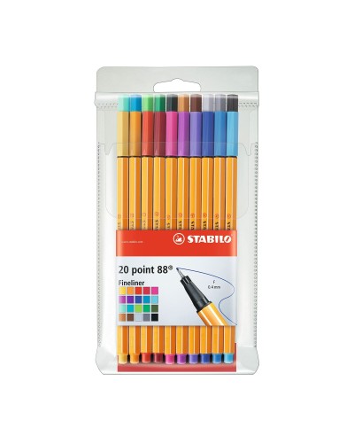 Rotuladores Stabilo Point 88 Multicolor (20 unidades) para Dibujo y Escritura Creativa.

