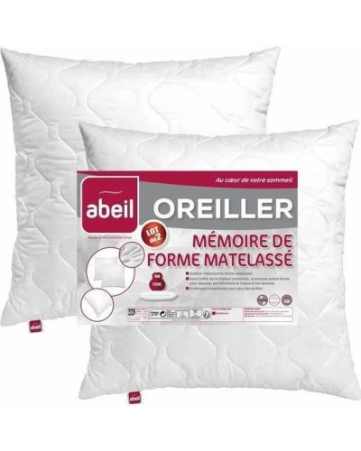 Oreiller Mémoire de Forme Abeil Blanc 60x60 cm : Confort et soutien nocturne optimal.
