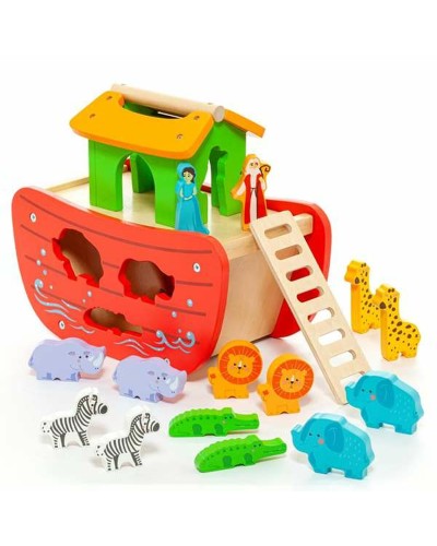 Arca de Noé de Moltó Madera: Playset 17 Piezas Animales - Juego Educativo
