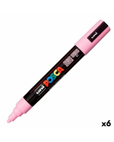 POSCA PC-5M Marker Hellrosa (6er-Pack) | Ideal für Künstler, Studenten und Kreative
