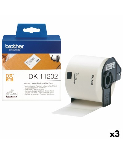 Étiquettes Brother DK-11202 | Noir/Blanc | 62 x 100 mm | Paquet de 3
