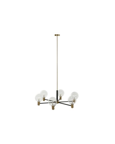 Plafondlamp DKD Home Decor 83 x 83 x 128 cm Kristal Zwart Gouden Metaal 9 W