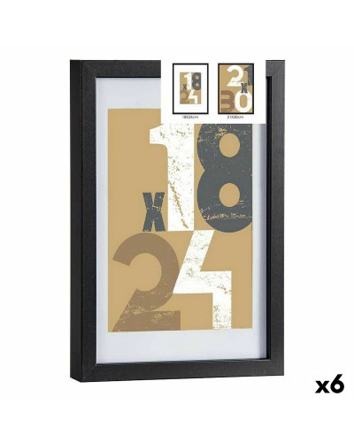 Cadre Photo Noir en Bois MDF et Verre 24 x 2,5 x 32,5 cm (Lot de 6)
