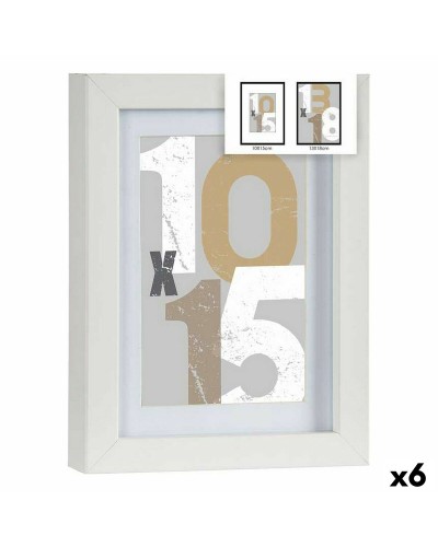 Kuvakehys Valkoinen Lasi Puu MDF 16 x 21 x 2,5 cm (6 osaa)