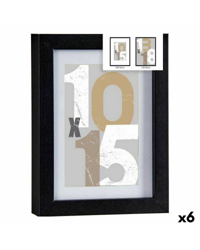 Marco de Fotos Negro 16x21 cm | Vidrio y Madera MDF | Paquete de 6 | Decoración para el hogar
