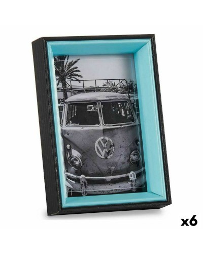 Fotolijsten 3 x 17 x 12 cm Kristal Zwart Blauw Hout MDF (6 Stuks)